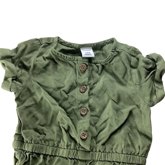 Old Navy Baby Girl Green Romper Jumpsuit Button Elastic Waist Short Sleeve 3-6M - Picture 5 of 9